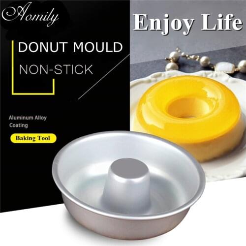 Aomily Anodized Aluminum Alloy Donut Pan Mould DIY Chiffon Cake Mold Kitchen Bakery Baking Decoration Tin Ring Tools Bakeware