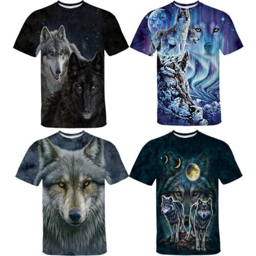 Animals Wolf 3D Print T Shirt for Men Summer Cool Tshirt Unisex Wolf T-shirt Harajuku Streetwear Male Short Sleeves Tee Tops
