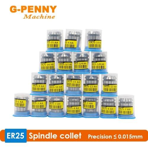G-PENNY Machine 1 Kit Collet ER25 Precision 0.015 Collet 1-16mm,1/2,1/4,1/8mm Collet for CNC Milling lathe tool and spindle