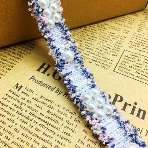 GXINUG 2 yard Vintage Pearl Beaded Embroidered Tassels Lace Trim Ribbon Fabric Handmade DIY Costume Dress Sewing Supplies Craft
