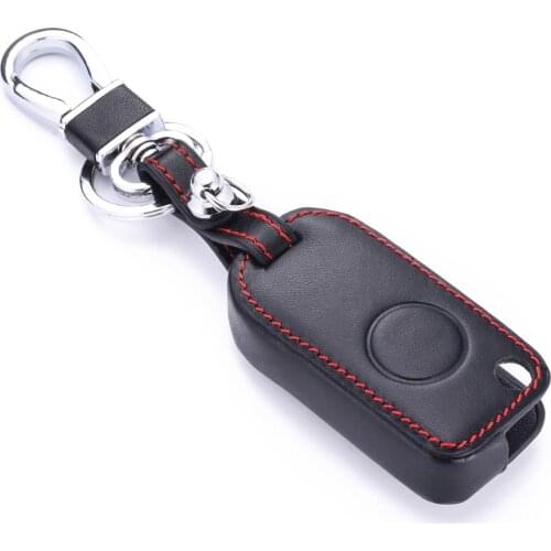 Leather Car Key Case For Mercedes Benz C E S ML SL ML55 AMG S500 SL500 1 Button Folding Remote Fob Cover Keychain Protector Bag