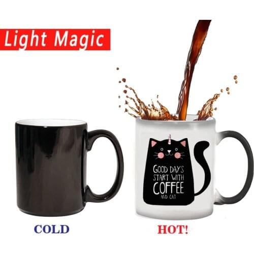 Cute Unicorn Cat Mug Color Change Ceramic Coffee Mug and Cup Heat Reveal Magic Mugs Color Change fashion gift for your friends