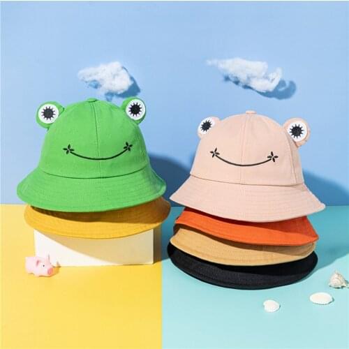 Summer Sunscreen Fisherman Cap Beach Caps Outdoor Fishing Hunting Sunhat Headwear Foldable Cotton Cute Frog Bucket Hat