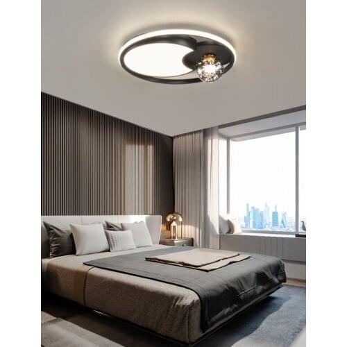 ModernLED Ceiling lamp For Living Room Bedroom dimmable remote control Indoor Lighting BlackGold painted glass blubs lamparas de