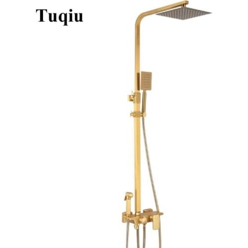 Vidric Gold brush shower set bathroom wall gold brush shower mixer luxury bathroom brush gold wall shower mixer bathtub hot & co