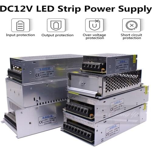 New Hot AC110V-220V TO DC12V 5A 10A 15A 20A 25A 30A 42A Switch Power Supply Driver Adapter LED Strip Light