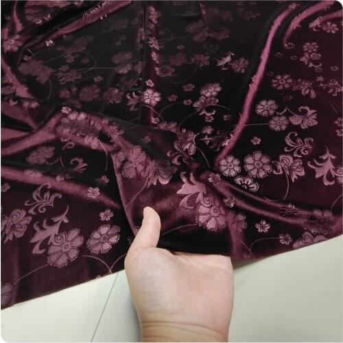 New Stretch Coffee Embossed Gold Velvet Cheongsam Dress Pants Suit Apparel Fabric