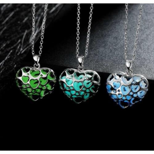 Heart - Shaped Necklace Night light Pendant Necklace Fashion Jewelry Necklace For Women Stone Necklace