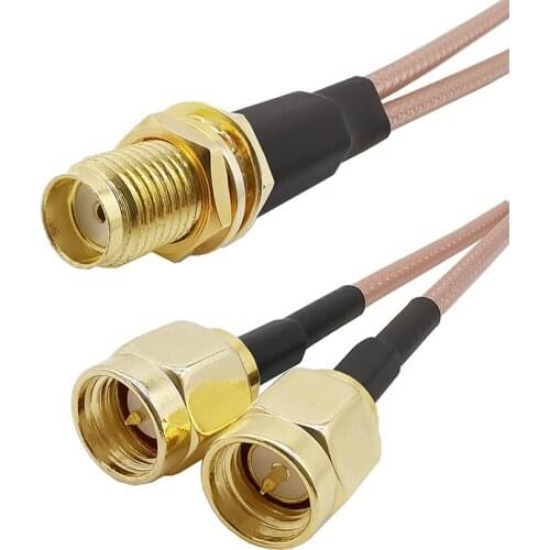 Dual SMA Male to SMA Female Bulkhead RF Coaxial Connector RG316 Cable Pigtail 2 SMA to SMA Adapter