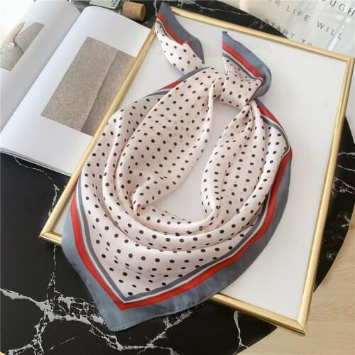 New Women Polka Dot Square Neck Hair Scarves Silk Summer Foulard Shawl Lady Wrap Bandana Spring Scarves Neckerchief 2021