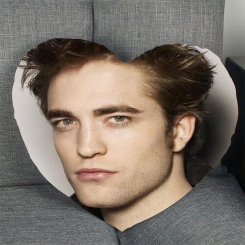 Custom Robert Pattinson Pillowcase Cover Heart Shape Zipper Pillow Cover Best Gift Size Wedding Decorate 41x36cm,47x42cm