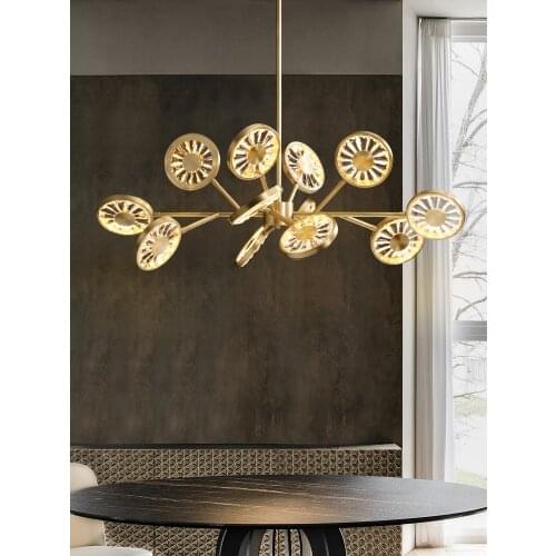 Postmodern Luxury Copper Chandelier Living Room Dining Room Bedroom Creative Villa Hotel Lobby Crystal Simple LED Hanging Lights