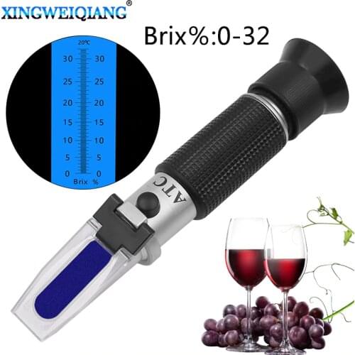 Handheld alcohol refractometer sugar Wine concentration meter densimeter 0-32% alcohol beer 0-32% Brix grapes ATC