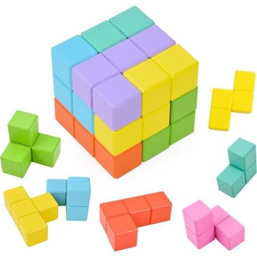 Seven Soma Cubes Adult Children Educational Game Russian Wooden Building Blocks Cube Cube Toy