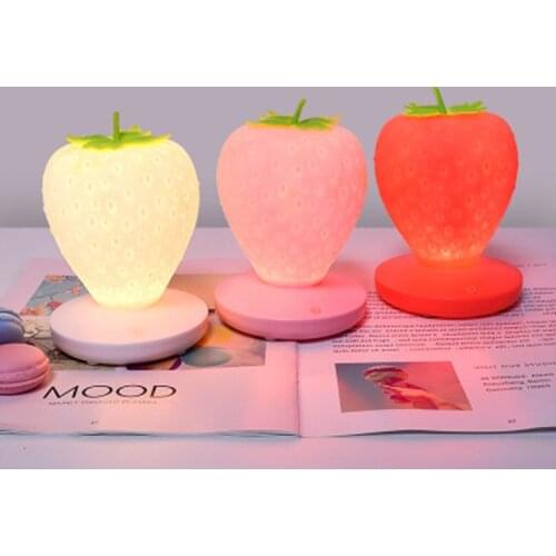 Touch Dimmable LED Home Night Light Strawberry Nightlight USB Bedside Desktop Lamp For Kids Gifts Atmosphere Bedroom Decoration