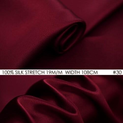 SILK STRETCH SATIN Fabric 108cm width 19momme/Pure Mulberry Silk Fabric Factory Direct Wholesale Dark Wine Red NO 30
