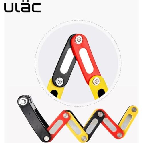 ULAC Youli Mini Folding Lock Bicycle Lock, Portable Anti Theft Foldable Chain Locks With Key Mountain Bike Road Car Lock LK-X5