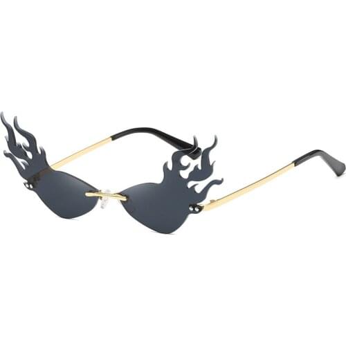 Fashion Fire Wave Flame Sunglasses Women Men Rimless Sun Glasses Eyewear Luxury Trending Wide Side Party Streetwear Sunglasses