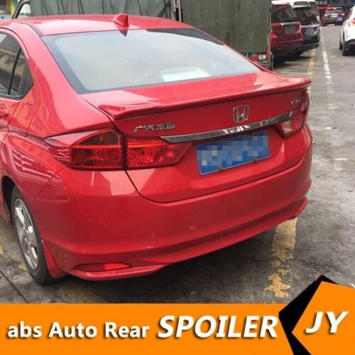 For HONDA City Spoiler 2015-2017 city spoiler with light High Quality ABS Material Car Rear Wing Primer Color Rear Spoiler
