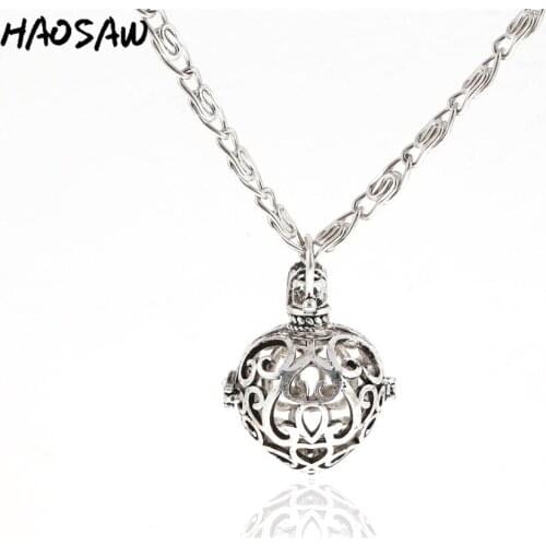 30mm Vintage Necklace Rhodium Bell Shape Hollow Cage Delicate Pendant Magic Sound Bell Ball For Women Jewelry Findings