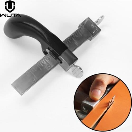 WUTA Professional Sharp Leather Strap String Belt Cutter Adjustable DIY Hand Cutting Tool with 2 Blades Craft Leather Tools