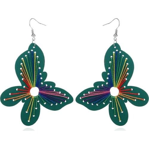 Fooderwerk Jewelry Europe And America Exaggerated Openwork Butterfly Long Earrings Handmade Mixed Wood Drop Earrings For Women
