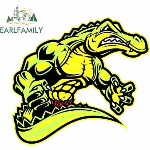 EARLFAMILY 13cm x 11.8cm For Green Crocodile Funny Car Stickers Suitable For Any Flat And Smooth Clean Surface 3D Vinyl Decal