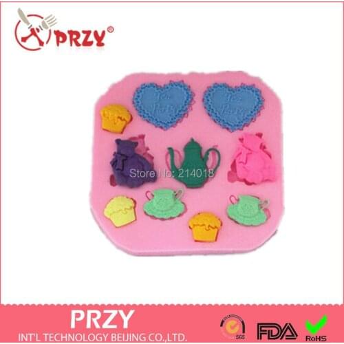 Fondant Cake Decoration Mold Soap Mold 100% Food Grade Raw Material Jelly Mold Love Bear Tea Shaped Silicone Moulds PRZY