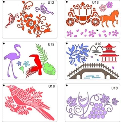 Painting Stencils 20 Pieces Suitable for Multiple Scenes Branches Leaf Tree Drawing Painting Hollow Template HCCY