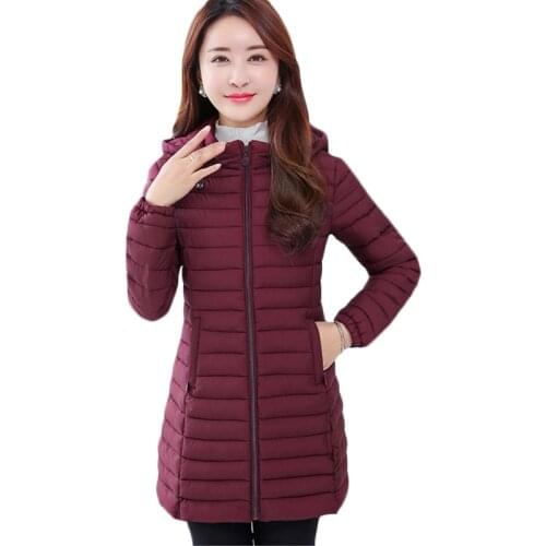 Winter Warm Cotton Jacket Middle-aged women Korean Casual Long Down cotton Jackets Plus size Womens Thin Hooded Parkas 6XL F922