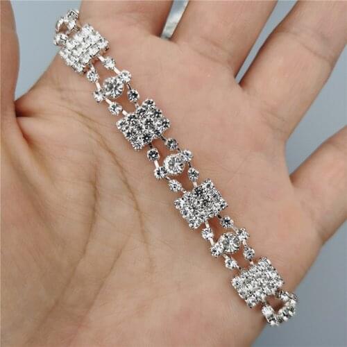 1 Meter Rhinestone Crystal Chain Bling Diamante Diamond Trim Ribbon Gem Sparkle 0.39" Width Wedding Dress Lace Necklace Applique