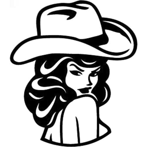 10.9cm*12.4cm Cowgirl Fashion Vinyl Decor Car Sticker Motorcycle Decal Black/Silver S3-5750