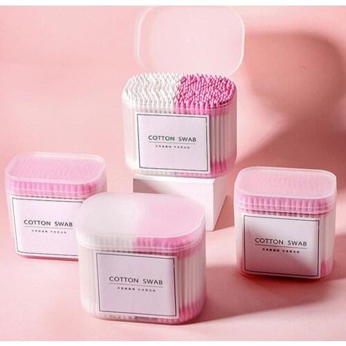 100/200/300pc Pack Double Head Cotton Swab Women Makeup Cotton Buds Tip Wood Sticks Nose Ears Cleaning Health Care Tools