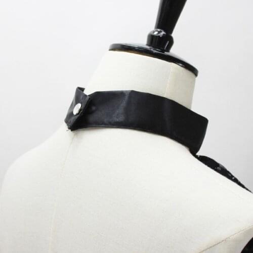 40GC Tri-layer Ruffles Wave Lace Fake Collar Imitation Diamond Necklace Choker Tie