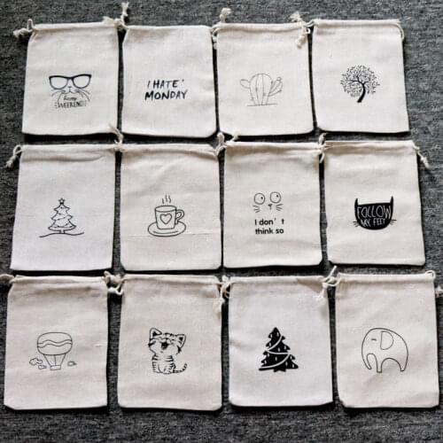 5PCS 10x14CM Jewelry Handmade Cotton Linen Storage Package Bag Drawstring Bag Small Coin Purse Cloth Bag Christmas Gift pouch