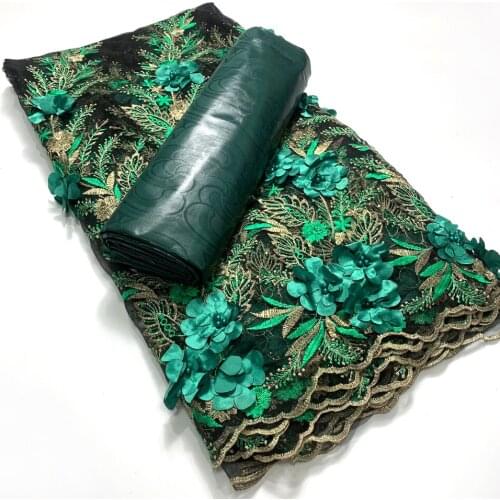 New African Lace Fabric 2021 High Quality Bazin Riche 2.5+2.5Yards Cotton 3d Nigerian Lace Fabrics for Wedding Dress