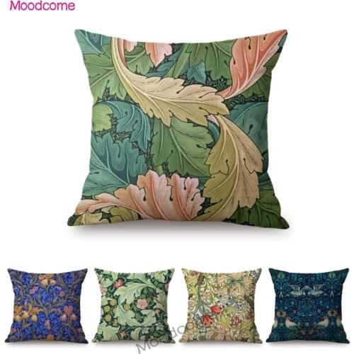 Antique UK Artist William Morris Floral Plant Leaves Design Sofa Decorative Throw Pillow Case Classic British Art Cushion Cover