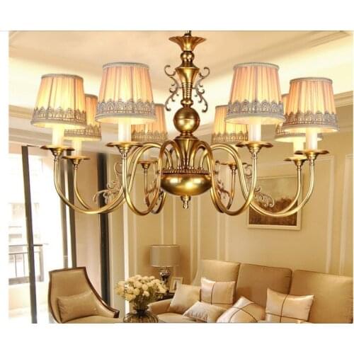 Free Shipping Copper Pendant Lamp Bronze Hanging Light Candle Pendant Nordic Suspension Lighting American Stylish Pendant Lamp