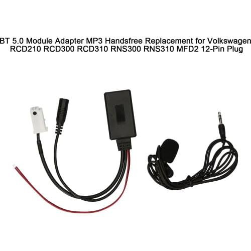 BT 5.0 Module Adapter MP3 Handsfree Replacement for Volkswagen RCD210 RCD300 RCD310 RNS300 RNS310 MFD2 12-Pin Plug