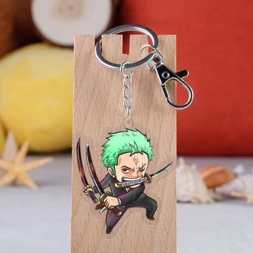 One Piece Zoro Cartoon Keychain Double Sided Key Chain Acrylic Pendant Anime Accessories Fashion Key Ring