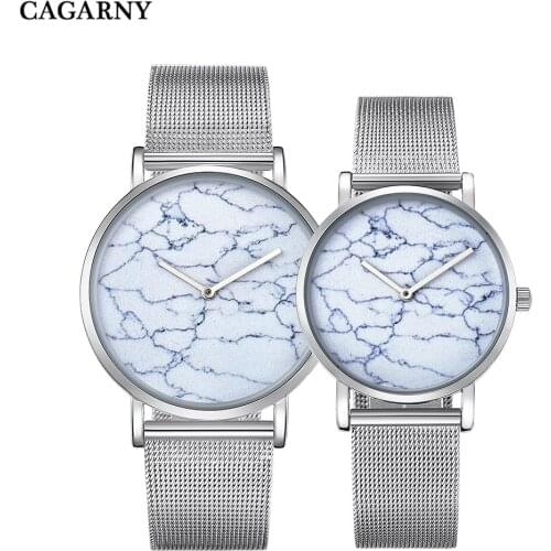 Marble Pattern Quartz Watch Women Mens Wrist Watches Ultra Thin Couple Wristwatches Silver Steel Bracelet Saat Reloj Mujer xfcs