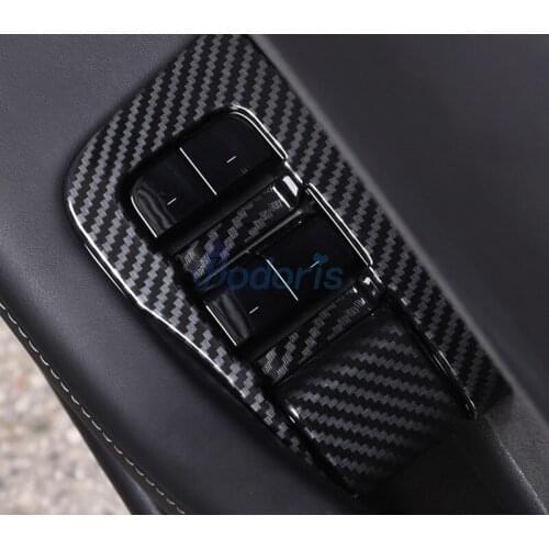 Carbon Fiber Color Interior Window Glass Switch Button Trim Cover Car Styling For LHD Tesla Model 3 2017 2018 2019 Accessories