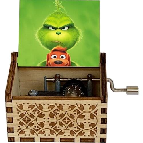 Wooden Color Music Box, Suitable for Family and Friends Merry Christmas Wooden Hand-cranked Music Box, Home Decoration