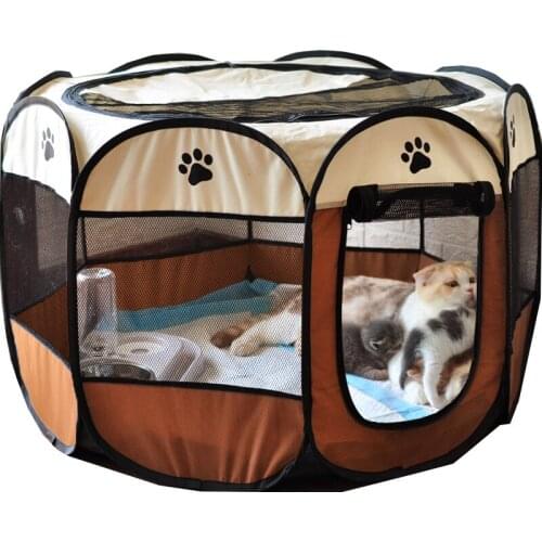 Dog House Fence Indoor Outdoor Game Safe Guard Playpen Folding Octagonal Cage Cats House Pet Tent Portable Pet Playpen