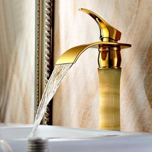 European copper natural jade tap undercounter antique gold hot faucet