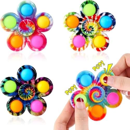 Fidget Spinner Stress Relief Toy Simple Dimple 2 In 1 Keychain Pendant Press Bubble Plate Squeeze Toys for Children Adults