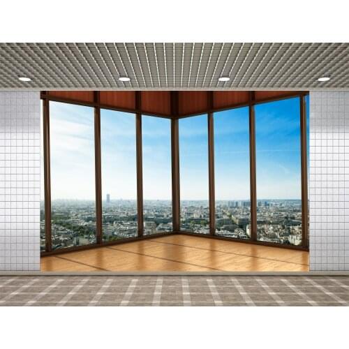 Lyavshi Photo Backdrops View House French Window City Wooden Floor Baby Interior Photocall Photographic Backgrounds Photo Studio