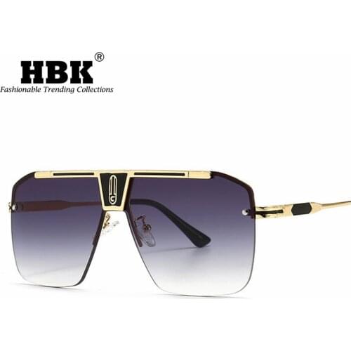 HBK 2021 New Fashion Oversized Sunglasses Women Men One Piece Gradient Brand Designer Vintage Square Sun Glasses Plastic Shades