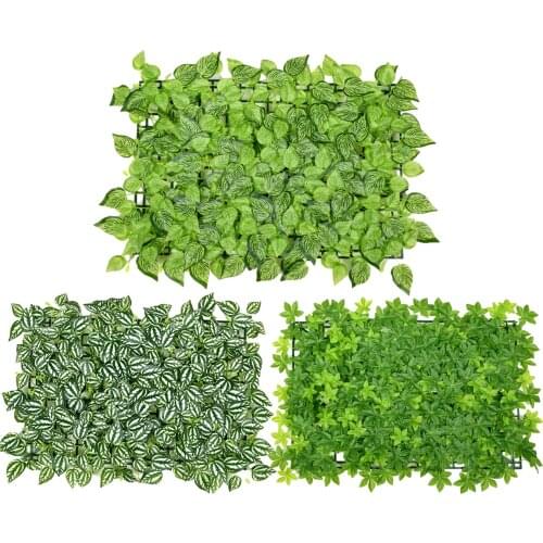 Artificial Green Leaf Panels Reduce Noise Privacy Hedge Screen DIY Background Wall Simulation Grass Leaf Panel Green Decoration
