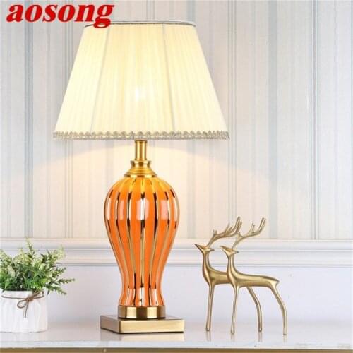 AOSONG Ceramic Desk Lamp Dimmer LED Contemporary Luxury Table Light For Home Living Room